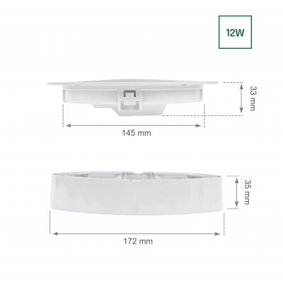 Oprawa lampa ALGINE ECO 2w1 NATYNK-PODTYNK DOWNLIGHT 12W ciepła biel 230V 110st IP20 IK06 170x35mm BIAŁY okrągła SLI037028WW_PW (SLI037028WW_PW)