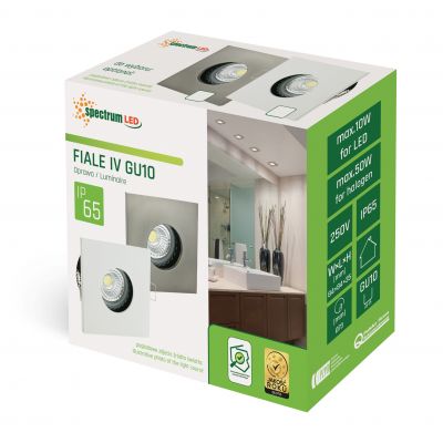 Oprawa punktowa Fiale IV GU10 250V IP65 84x84x35mm biały kwadrat  SLIP001007 Spectrum Led (SLIP001007)