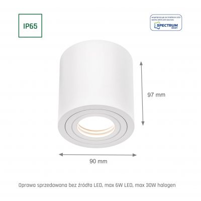 Oprawa sufitowa okrągła biała łazienkowa IP65 CHLOE GU10  SLIP005033 Spectrum Led (SLIP005033)