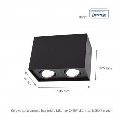 Oprawa sufitowa CHLOE DUO 2xGU10 IP20 prostokątna czarna oczko regulowane  SLIP005036 Spectrum Led (SLIP005036)