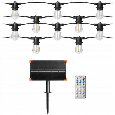 Girlanda solarna ogrodowa lampki solarne 20m + 21x Żarówka E27 LED + PILOT (LG-4/20M/E27/3)