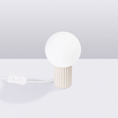 Lampa biurkowa HALO beżowa stojąca z kulistym kloszem do biura gabinetu SOLLUX (SL.1721)