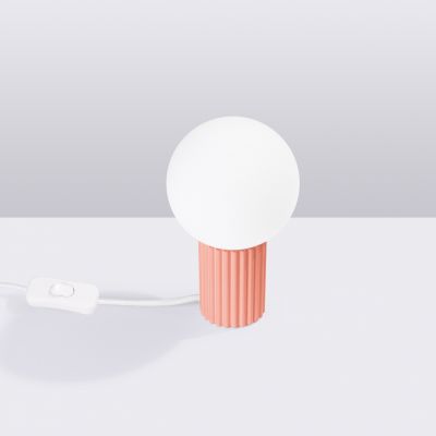 Lampa biurkowa tuba klosz KULA HALO brzoskwiniowa do sypialni SOLLUX (SL.1756)