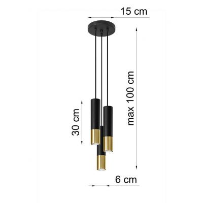 Sollux Lampa wisząca Loopez 3P czarny/złoty SL.0955 (SL.0955)