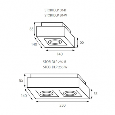 Oprawa punktowa sufitowa GU10 50W STOBI DLP 50-B czarna 26830 KANLUX (26830)