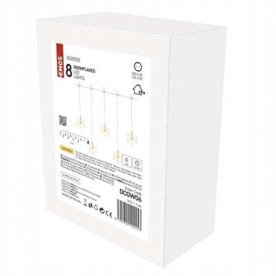 Girlanda świąteczna 8 LED sople śnieżynki 45x84 cm ciepła biel IP44 EMOS  (DCGW06)