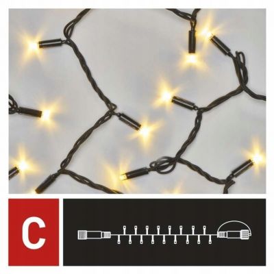 Lampki świąteczne łączone Profi łańcuch 100LED 10m ciepła biel+zimna biel miga czarny timer D2AN01 EMOS (D2AN01)