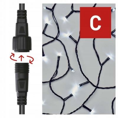 Lampki choinkowe Standard 50 LED 5m zimna biel IP44 timer EMOS (D1AC02)