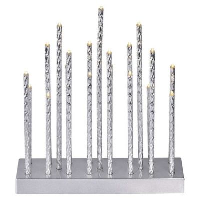 Świąteczny świecznik srebrny 19 LED 28 cm 3x AA ciepła biel IP20 timer EMOS (DCAW02)