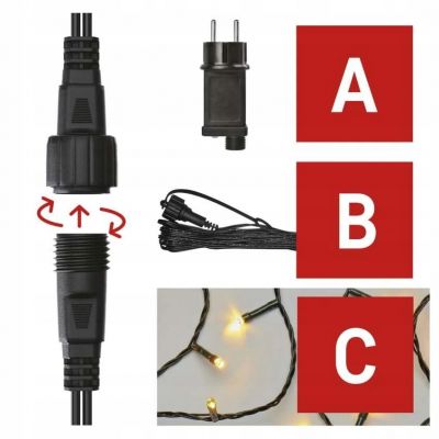 Lampki choinkowe Standard zestaw zasilacz + 100LED 10m ciepła biel IP44 timer EMOS EMOS (D1AW01)
