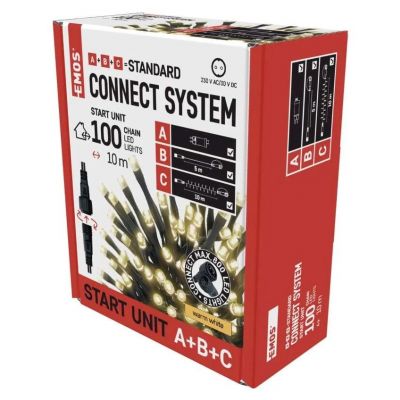 Lampki choinkowe Standard zestaw zasilacz + 100LED 10m ciepła biel IP44 timer EMOS EMOS (D1AW01)