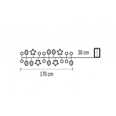 Dekoracje 20 LED szyszki gwiazdki 1,7m 2x AA lampki świąteczne ciepła biel IP20 EMOS (DCGW04)