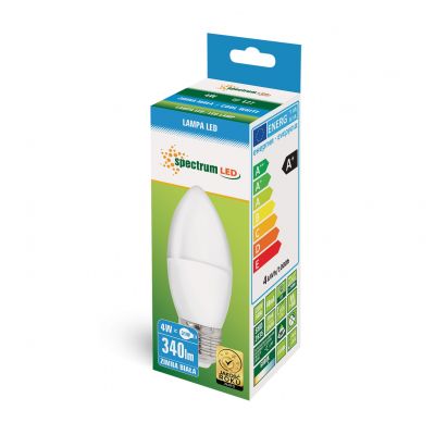 Żarówka LED ŚWIECOWA E27 230V 4W 340lm 6000K zimna biel  WOJ+13037 Spectrum Led (WOJ+13037)