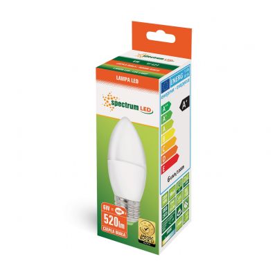 Żarówka LED ŚWIECOWA E27 230V 6W 520lm 3000K ciepła biel WOJ+13061 Spectrum Led (WOJ+13061)