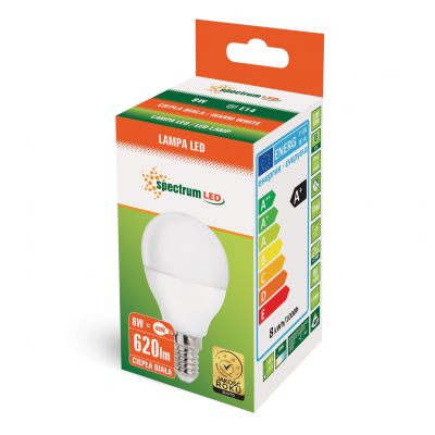 Żarówka LED KULKA E14 230V 8W ciepła biel  WOJ+14215 Spectrum Led (WOJ+14215)