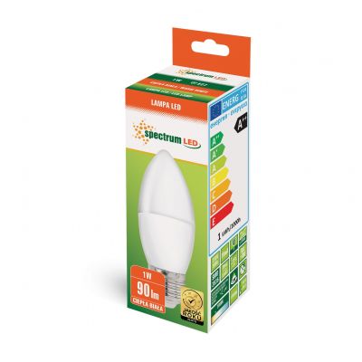 Żarówka LED ŚWIECOWA E27 230V 1W 90lm 3000K ciepła biel  WOJ+14454 Spectrum Led (WOJ+14454)