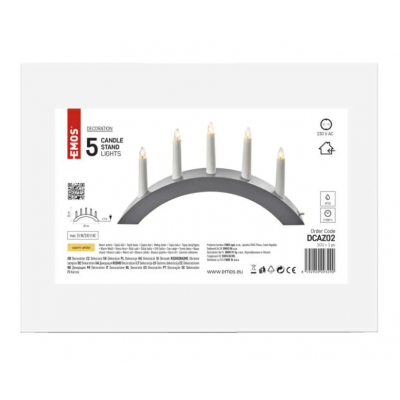 Świecznik drewniany łuk szary 15W (5× żar. E10) EMOS (ZY2218)