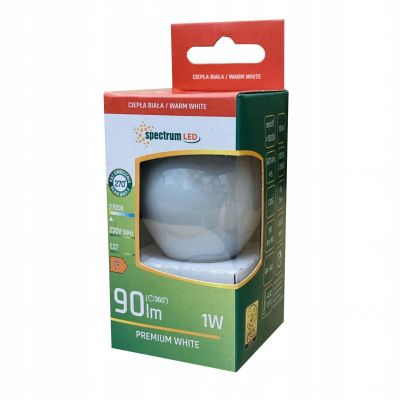 Żarówka LED kulka do girland E-27 230V 1W ciepła biel mleczny SPECTRUM (WOJ+14585)