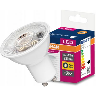 Żarówka LED GU10 2,8/25W 230lm 120° 2700K ciepła biel VALUE OSRAM (4058075198944)