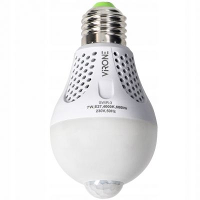 Żarówka z PIR LED PIR 7W A60 7W 600lm 4000K SW/R-3 ORNO (SW/R-3)