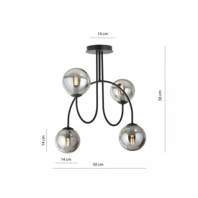 Emibig Żyrandol ARCHI 4A BL GRAFIT E14 10W MAX LED 1287/4A (1287/4A)