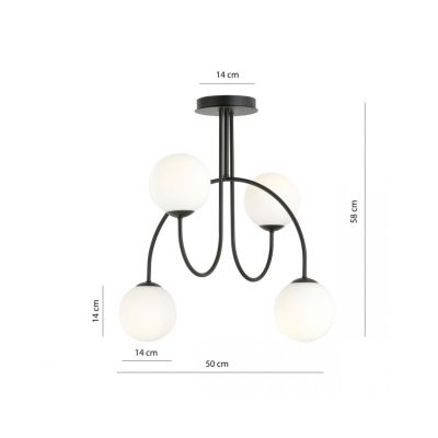 Emibig Żyrandol ARCHI 4A BL OPAL E14 10W MAX LED 1288/4A (1288/4A)