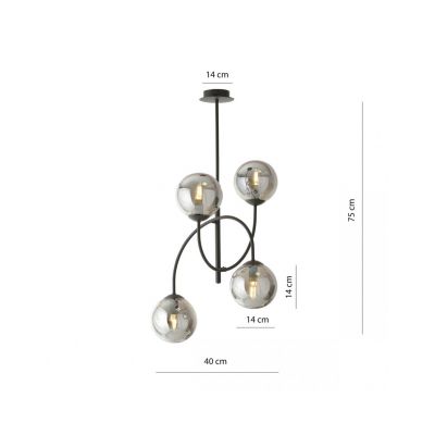 Emibig Żyrandol ARCHI 4B BL GRAFIT E14 10W MAX LED 1287/4B (1287/4B)