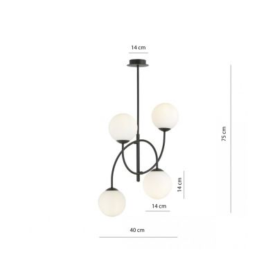 Emibig Żyrandol ARCHI 4B BL OPAL E14 10W MAX LED 1288/4B (1288/4B)